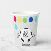 Party bunt Balloons Fußball lustiges Gesicht Pap Pappbecher (Rückseite)