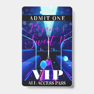 Party Bus Blacklight Tanz Sweet 16 VIP Pass Ausweis