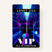 Party Bus Blacklight Tanz Sweet 16 VIP Pass Ausweis (Vorderseite)