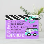 Party Bus Geburtstag Bash Einladung (Stehend Vorderseite)