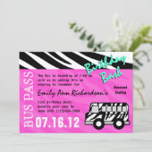 Party Bus Geburtstag Bash Einladung (Stehend Vorderseite)