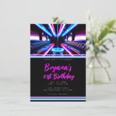 Party Bus Glühlichter Tanzfläche Geburtstagsparty Einladung (Stehend Vorderseite)