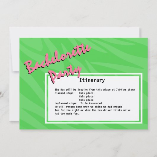 Party Bus Junggeselinnen-Abschied Bash Einladung (Rückseite)