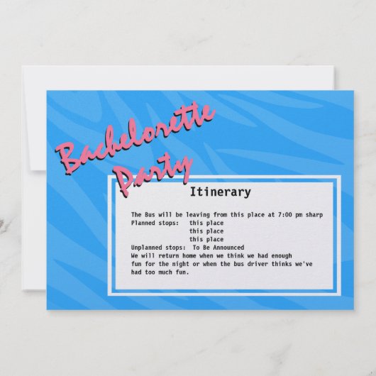 Party Bus Junggeselinnen-Abschied Bash Einladung (Rückseite)