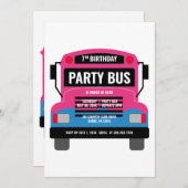 Party Bus zum Geburtstag Einladung (Vorne/Hinten)