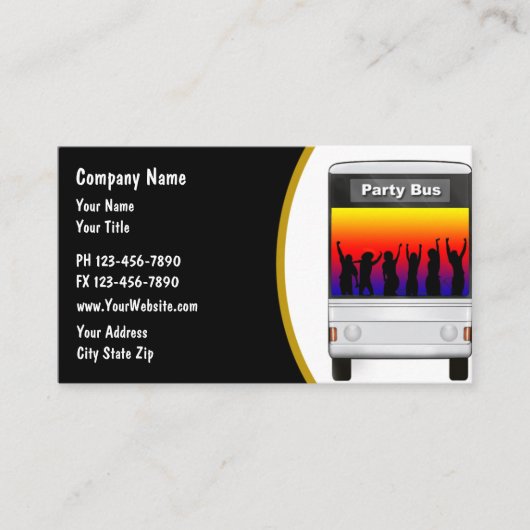 Party-Busmietkarte Visitenkarte (Vorderseite)