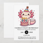 Party Cake Axolotl Geburtstag Einladung (Vorne/Hinten)