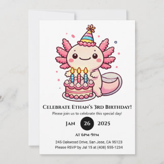 Party Cake Axolotl Geburtstag Einladung