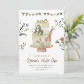 Party Cake l Wild 1. Geburtstag Einladung (Stehend Vorderseite)
