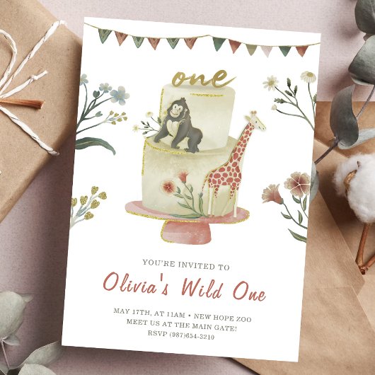 Party Cake l Wild 1. Geburtstag Einladung