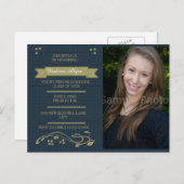 Party-Card für blaues und grünes Foto Einladungspostkarte (Vorne/Hinten)