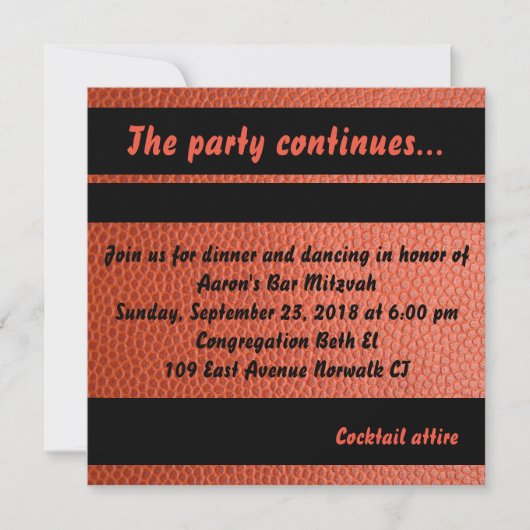 Party Card für Hoops Bar Mitzvah Collection Einladung (Vorderseite)