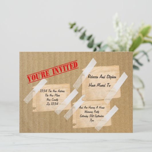 Party-CardBoard-Box für House Erwärmung Einladung (Stehend Vorderseite)