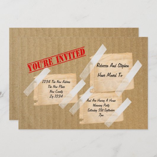 Party-CardBoard-Box für House Erwärmung Einladung (Vorne/Hinten)