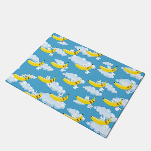 Party Cartoon Bananen Fußmatte (Schrägansicht)