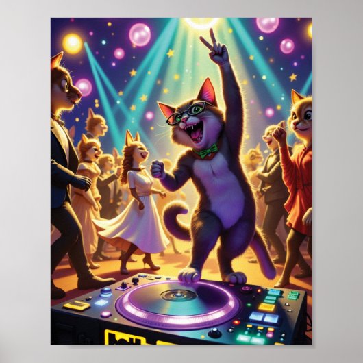 Party Cat DJ Leading the Ultimate Dance Floor Bash Poster (Vorne)