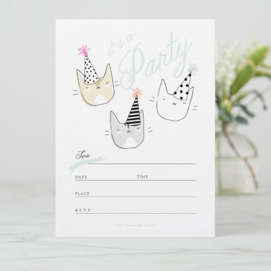 Party Cat Einladung (Stehend Vorderseite)