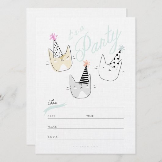 Party Cat Einladung (Vorne/Hinten)