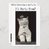 Party Cat Einladungskarte Einladung (Vorne/Hinten)