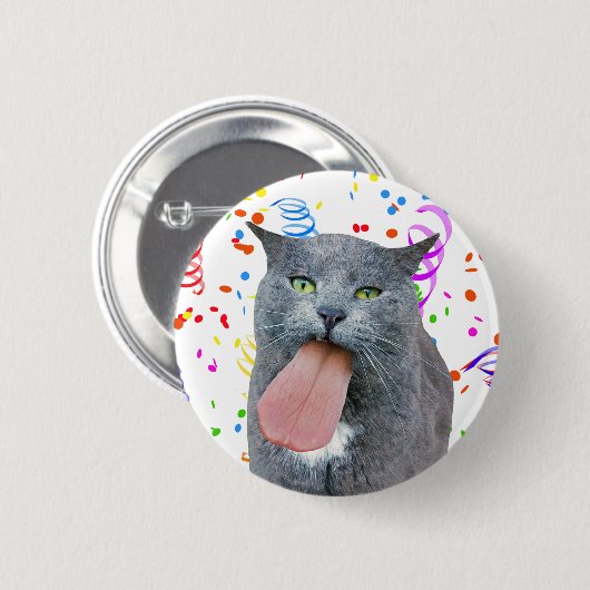 Party Cat Got Ihre Zunge? Button (Vorne & Hinten)
