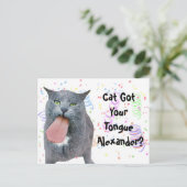 Party Cat Got Ihre Zunge? Postkarte (Stehend Vorderseite)