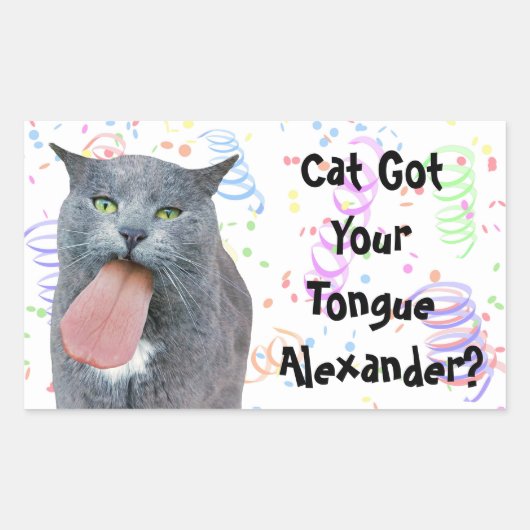 Party Cat Got Ihre Zunge? Rechteckiger Aufkleber (Vorderseite)