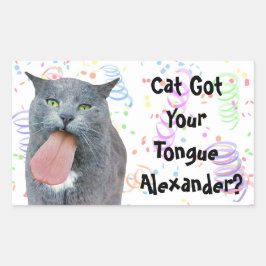 Party Cat Got Ihre Zunge? Rechteckiger Aufkleber