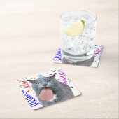 Party Cat Got Ihre Zunge? Rechteckiger Pappuntersetzer (Vor Ort)