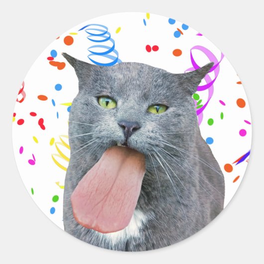 Party Cat Got Ihre Zunge? Runder Aufkleber (Vorderseite)