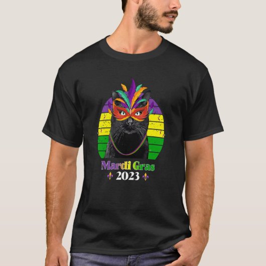 Party Cat Mask Beads Mardi Gras 2023  9 T-Shirt (Vorderseite)