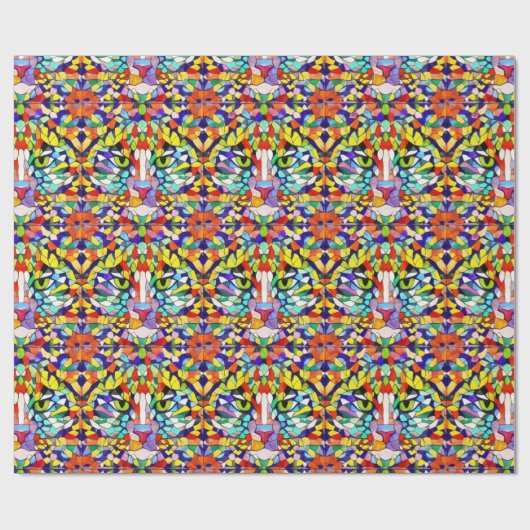 Party Cat - Regenbogenfoto - Mosaik-Stil Geschenkpapier (Flach)
