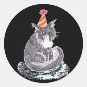 Party Cat Runder Aufkleber