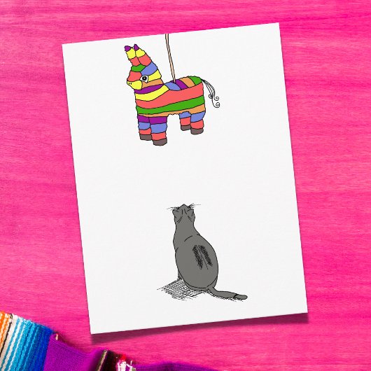 Party Cat und Piñata Postkarte