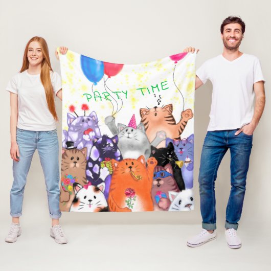 Party Cats Fleece Blankke - Benutzerdefinierter Te (Beispiel)