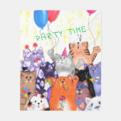 Party Cats Fleece Blankke - Benutzerdefinierter Te (Vorderseite)