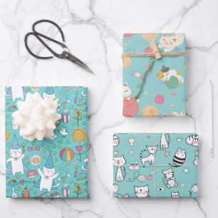 Party Cats Wrapping Paper Geschenkpapier Set