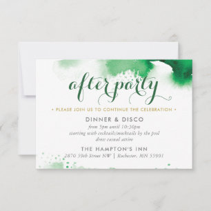 PARTY CELEBRATION CARD coole grüne Aquarellfarbe RSVP Karte