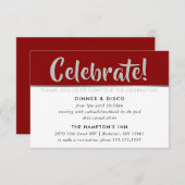 PARTY CELEBRATION CARD dunkelrot bordeon silber Einladung (Vorne/Hinten)