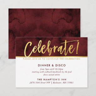 PARTY CELEBRATION CARD Maroon Aquarellgold Typ Einladung