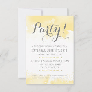 PARTY CELEBRATION CARD Moderne gelbe Aquarellfarbe RSVP Karte