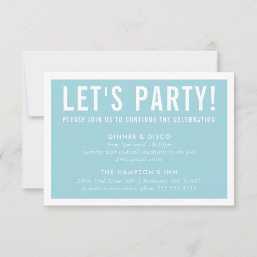 PARTY CELEBRATION CARD Moderner Block türkis blau Einladung (Vorderseite)