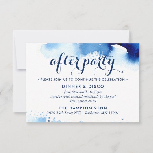 PARTY CELEBRATION CARD smart marine blue water col RSVP Karte (Vorderseite)