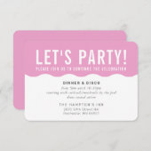 PARTY CELEBRATION INFO Moderne, fette Welle rosa Einladung (Vorne/Hinten)