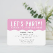 PARTY CELEBRATION INFO Moderne, fette Welle rosa Einladung (Stehend Vorderseite)