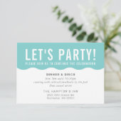 PARTY CELEBRATION INFO Moderne, fette Wellenminze Einladung (Stehend Vorderseite)
