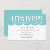 PARTY CELEBRATION INFO Moderne, fette Wellenminze Einladung (Vorne/Hinten)