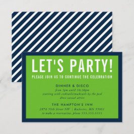 PARTY CELEBRATION INFO Moderne, grün und blau Einladung