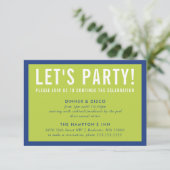 PARTY CELEBRATION INFO Moderne kaltblauen Limon Einladung (Stehend Vorderseite)