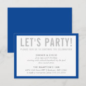 PARTY CELEBRATION INFO Moderner Junge Blau Einladung (Vorne/Hinten)