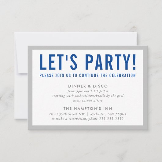 PARTY CELEBRATION INFO Moderner Junge grau Einladung (Vorderseite)